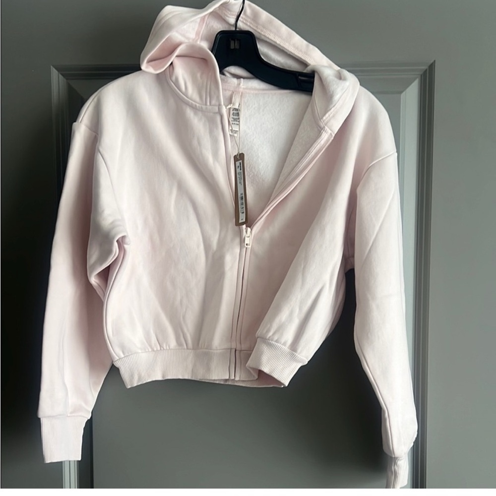 SKIMS Barely Pink Shrunken Zip-Up Hoodie